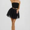 Mini-jupe en tulle à taille haute Cosima, couleur noire