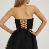 Mini-jupe en tulle à taille haute Cosima, couleur noire