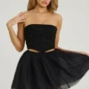 Mini-jupe en tulle à taille haute Cosima, couleur noire