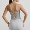 Mini-jupe froncée Drea à taille mi-haute, couleur argent Mini-jupe froncée Drea à taille mi-haute, couleur argent