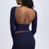 Mini-jupe froncée à taille mi-haute en modal Cali, bleu marine