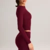 Mini-jupe froncée à taille mi-haute en modal Cali, couleur rouge vin