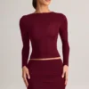 Mini-jupe froncée à taille mi-haute en modal Cali, couleur rouge vin