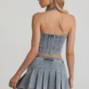 Mini-jupe plissée taille basse Laika en bleu clair Mini-jupe plissée taille basse Laika en bleu clair