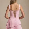 Mini-jupe plissée à volants et taille basse Nada, rose pâle
