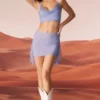 Mini-jupe Roux à bretelles ornées, couleur bleue