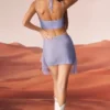 Mini-jupe Roux à bretelles ornées, couleur bleue