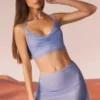 Mini-jupe Roux à bretelles ornées, couleur bleue