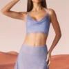 Mini-jupe Roux à bretelles ornées, couleur bleue