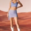 Mini-jupe Roux à bretelles ornées, couleur bleue