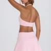 Mini-jupe-short croisée en jersey brossé, couleur rose pâle chiné Mini-jupe-short croisée en jersey brossé, couleur rose pâle chiné