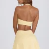 Mini-jupe-short croisée en jersey brossé marbré citron