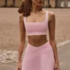 Mini-jupe-short croisée Soft Active en rose poudré Mini-jupe-short croisée Soft Active en rose poudré