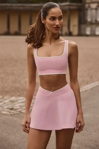 Mini-jupe-short croisée Soft Active en rose poudré