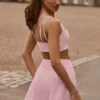 Mini-jupe-short croisée Soft Active en rose poudré Mini-jupe-short croisée Soft Active en rose poudré