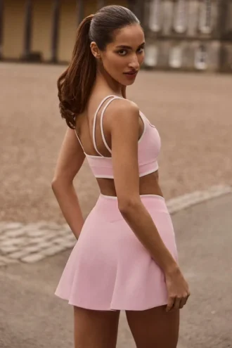 Mini-jupe-short croisée Soft Active en rose poudré