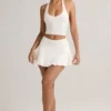 Mini-jupe-short froncée taille basse Keoni en modal blanc Mini-jupe-short froncée taille basse Keoni en modal blanc