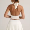 Mini-jupe-short froncée taille basse Keoni en modal blanc Mini-jupe-short froncée taille basse Keoni en modal blanc
