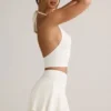 Mini-jupe-short froncée taille basse Keoni en modal blanc Mini-jupe-short froncée taille basse Keoni en modal blanc