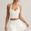 Mini-jupe-short froncée taille basse Keoni en modal blanc Mini-jupe-short froncée taille basse Keoni en modal blanc