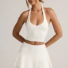 Mini-jupe-short froncée taille basse Keoni en modal blanc Mini-jupe-short froncée taille basse Keoni en modal blanc