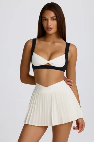 Mini-jupe-short plissée Soft Active Crossover, couleur ivoire
