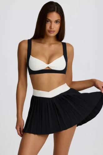 Mini-jupe-short plissée Soft Active Crossover en noir