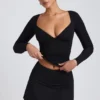 Mini-jupe-short Solene en modal, coupe trapèze, noir