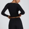 Mini-jupe-short Solene en modal, coupe trapèze, noir
