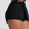 Mini-jupe-short Solene en modal, coupe trapèze, noir