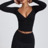 Mini-jupe-short Solene en modal, coupe trapèze, noir