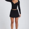 Mini-jupe-short Solene en modal, coupe trapèze, noir