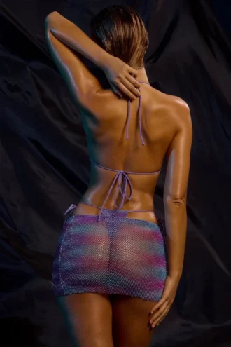 Mini-jupe taille basse Embellished Maillot de bain en bleu ombré