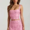 Mini-jupe taille basse ornée Jianna en rose