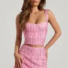 Mini-jupe taille basse ornée Jianna en rose