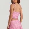 Mini-jupe taille basse ornée Jianna en rose