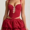 Mini-jupe à volants et taille mi-haute Imani en rouge vif Mini-jupe à volants et taille mi-haute Imani en rouge vif