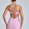 Mini-robe A-line à col bénitier Mirabel en rose pâle