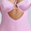 Mini-robe A-line à col bénitier Mirabel en rose pâle