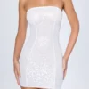 Mini-robe bandeau ornée Cassidy en blanc Mini-robe bandeau ornée Cassidy en blanc