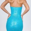Mini-robe bandeau ornée Cassidy en turquoise Mini-robe bandeau ornée Cassidy en turquoise