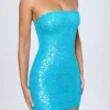 Mini-robe bandeau ornée Cassidy en turquoise Mini-robe bandeau ornée Cassidy en turquoise