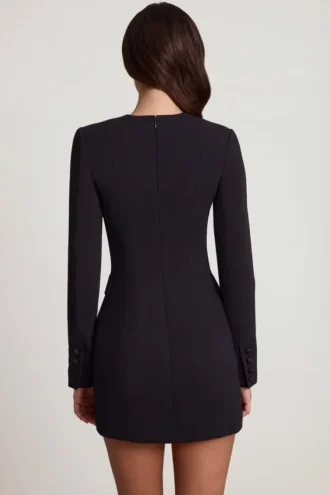Mini-robe blazer structurée à simple boutonnage Samantae en noir