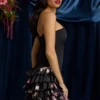 Mini-robe bustier à volants et corset Juliet, imprimé floral noir Mini-robe bustier à volants et corset Juliet, imprimé floral noir