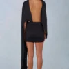 Mini-robe cape drapée Lida en noir Mini-robe cape drapée Lida en noir