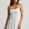 Mini-robe caraco froncée Tessara en blanc