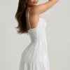 Mini-robe caraco froncée Tessara en blanc