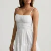 Mini-robe caraco froncée Tessara en blanc