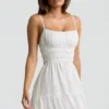 Mini-robe caraco froncée Tessara en blanc