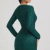 Mini-robe à col bénitier ornée Arlowe, vert sarcelle